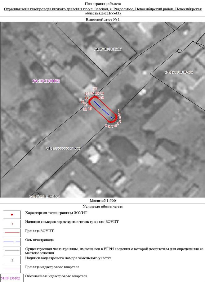 Распоряжение Правительства Новосибирской области от 26.04.2022 N 187-рп "Об установлении зоны с особыми условиями использования территории "Охранная зона "Газопровод низкого давления по ул. Зеленая, с. Раздольное, Новосибирский район, Новосибирская область (Н-ТП/У-43)" протяженностью 19 метров"