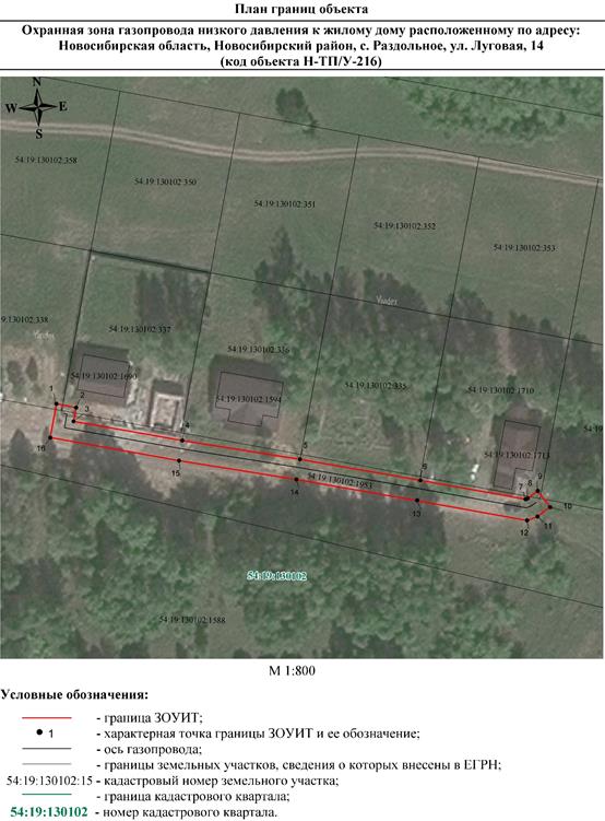 Распоряжение Правительства Новосибирской области от 30.05.2022 N 255-рп "Об установлении зоны с особыми условиями использования территории "Охранная зона "Газопровод низкого давления к жилому дому, расположенному по адресу: Новосибирская область, Новосибирский район, с. Раздольное, ул. Луговая, 14 (код объекта Н-ТП/У-216)" протяженностью 134 метра"