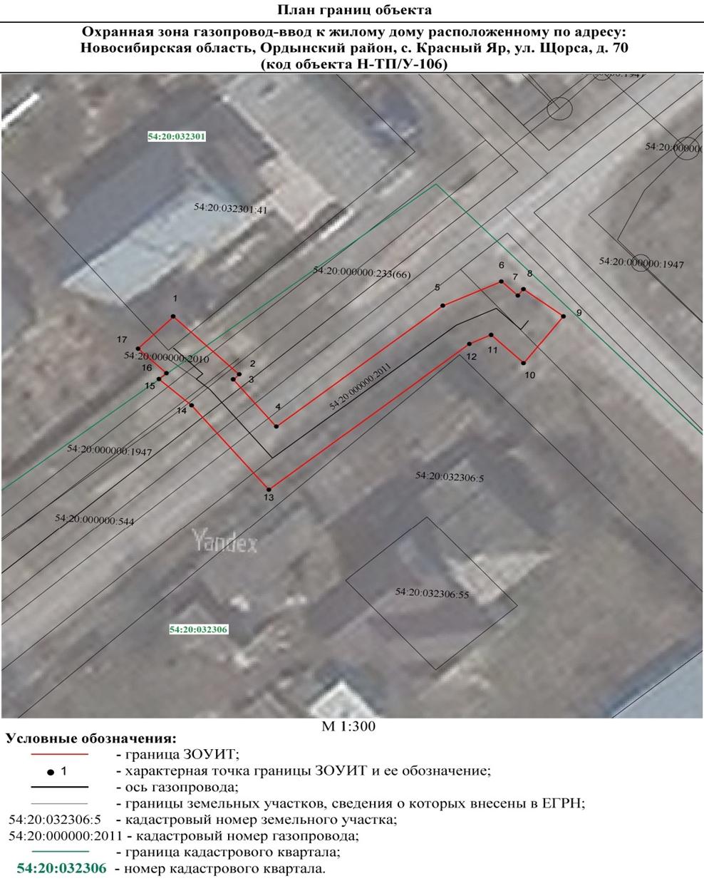 Распоряжение Правительства Новосибирской области от 05.07.2022 N 377-рп "Об установлении зоны с особыми условиями использования территории "Охранная зона "Газопровод-ввод к жилому дому, расположенному по адресу: Новосибирская область, Ордынский район, с. Красный Яр, ул. Щорса, д. 70 (код объекта Н-ТП/У-106)" протяженностью 51 метр"