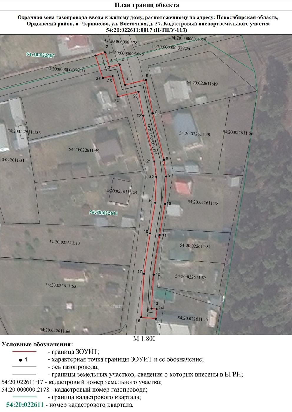 Распоряжение Правительства Новосибирской области от 13.07.2022 N 395-рп "Об установлении зоны с особыми условиями использования территории "Охранная зона "Газопровод-ввод к жилому дому, расположенному по адресу: Новосибирская область, Ордынский район, п. Чернаково, ул. Восточная, д. 37. Кадастровый паспорт земельного участка 54:20:022611:0017 (Н-ТП/У-113)" протяженностью 158 метров"