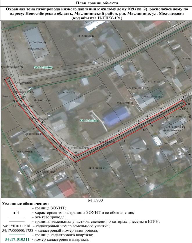 Распоряжение Правительства Новосибирской области от 19.07.2022 N 407-рп "Об установлении зоны с особыми условиями использования территории "Охранная зона "Газопровод низкого давления к жилому дому N 9 (кв. 2), расположенному по адресу: Новосибирская область, Маслянинский район, р.п. Маслянино, ул. Молодежная (код объекта Н-ТП/У-191)" протяженностью 224 метра"
