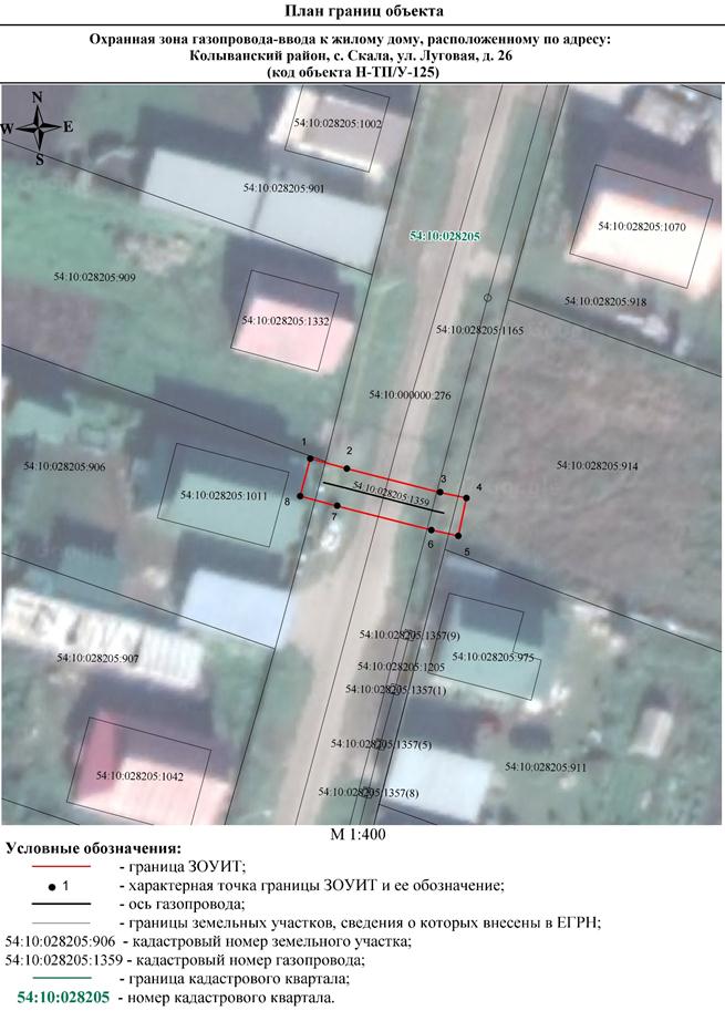 Распоряжение Правительства Новосибирской области от 29.11.2022 N 906-рп "Об установлении зоны с особыми условиями использования территории "Охранная зона "Газопровод-ввод к жилому дому, расположенному по адресу: Колыванский район, с. Скала, ул. Луговая, д. 26 (код объекта Н-ТП/У-125)" протяженностью 16 метров"