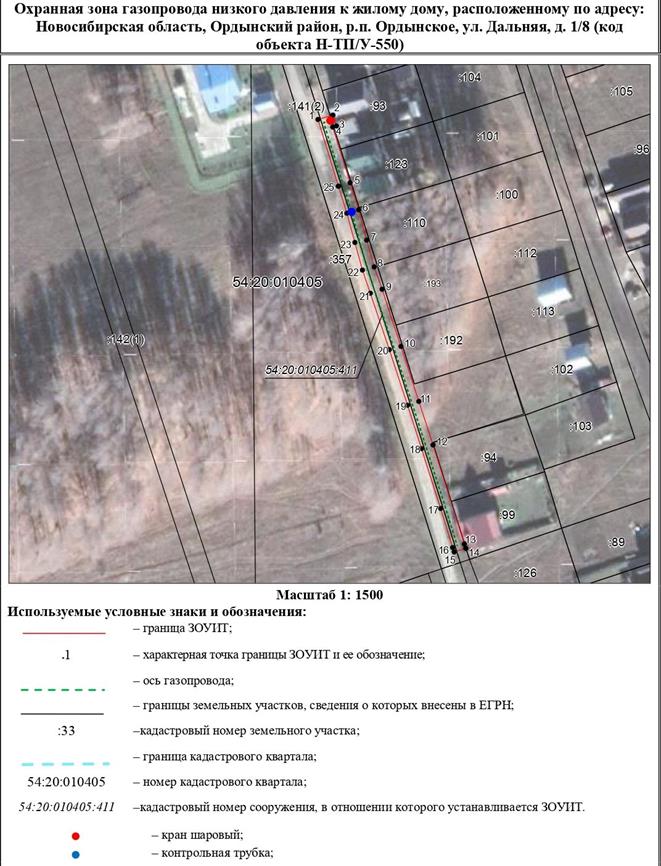 Распоряжение Правительства Новосибирской области от 29.11.2022 N 929-рп "Об установлении зоны с особыми условиями использования территории "Охранная зона "Газопровод низкого давления к жилому дому, расположенному по адресу: Новосибирская область, Ордынский район, р.п. Ордынское, ул. Дальняя, д. 1/8 (код объекта Н-ТП/У-550)" протяженностью 201 метр"