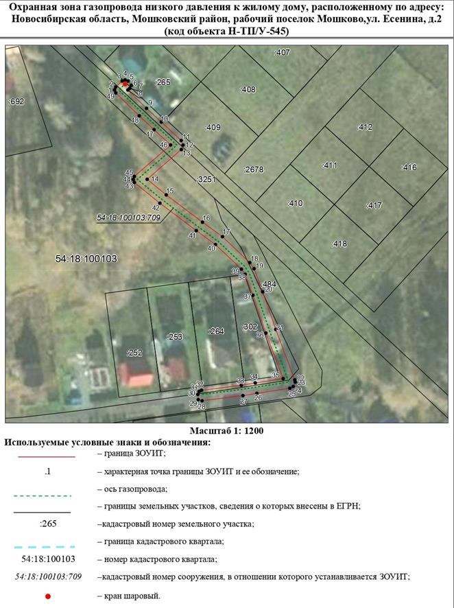 Распоряжение Правительства Новосибирской области от 07.02.2023 N 67-рп "Об установлении зоны с особыми условиями использования территории "Охранная зона "Газопровод низкого давления к жилому дому, расположенному по адресу: Новосибирская область, Мошковский район, рабочий поселок Мошково, ул. Есенина, д. 2 (код объекта Н-ТП/У-545)" протяженностью 236 метров"