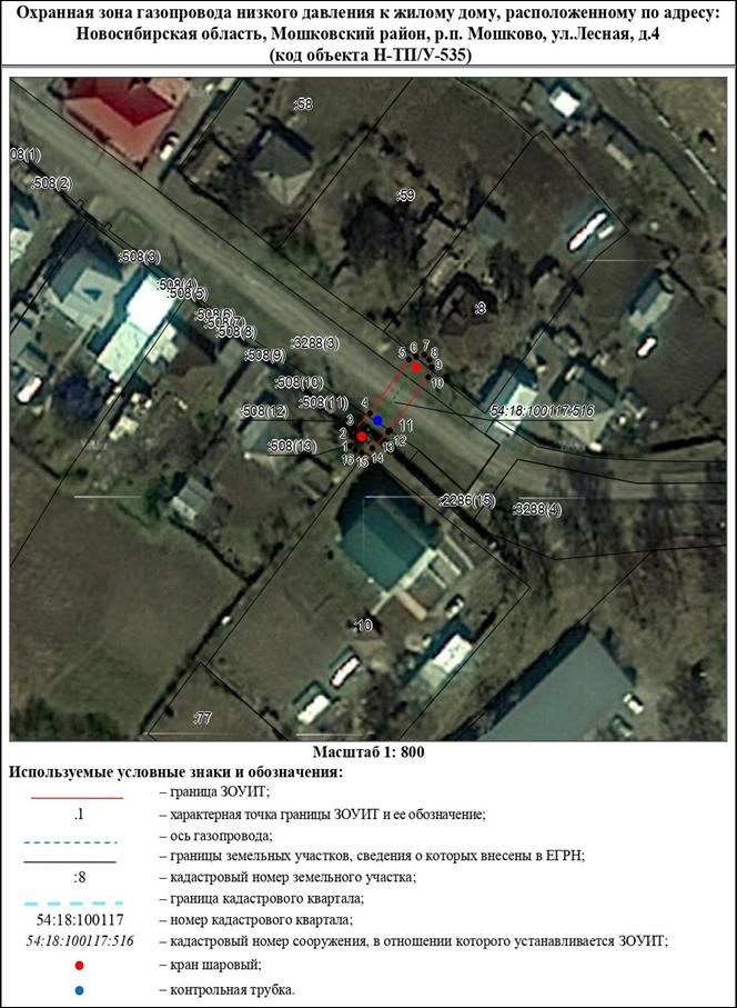 Распоряжение Правительства Новосибирской области от 20.02.2023 N 125-рп "Об установлении зоны с особыми условиями использования территории "Охранная зона "Газопровод низкого давления к жилому дому, расположенному по адресу: Новосибирская область, Мошковский район, р.п. Мошково, ул. Лесная, д. 4 (код объекта Н-ТП/У-535)" протяженностью 26 метров"